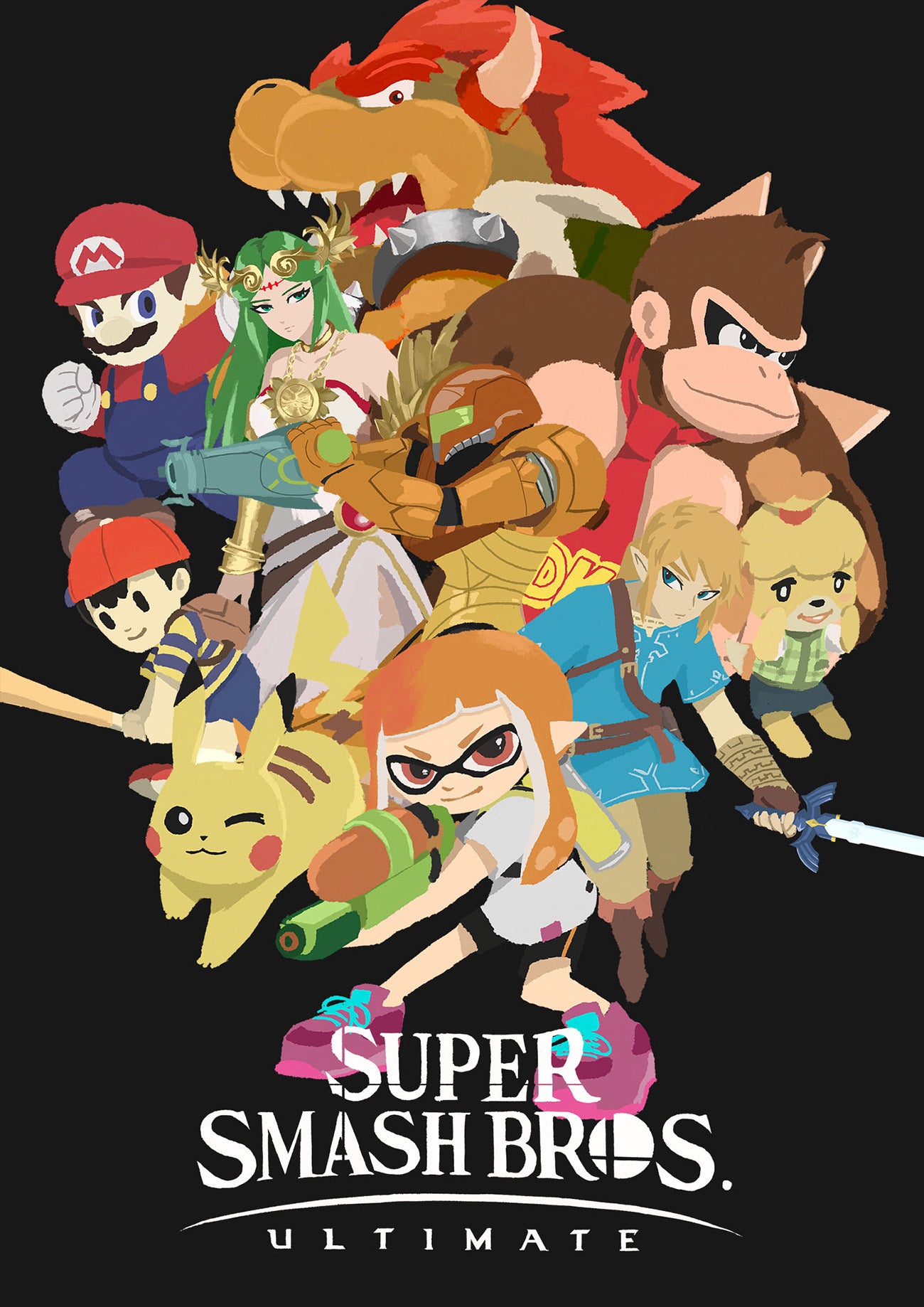 SUPER SMASH BROS A3 Print (black ver.)